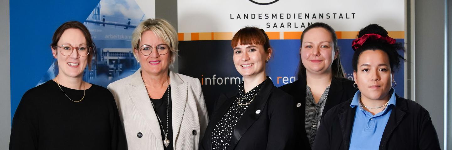 Melanie Blatter (Arbeitskammer des Saarlandes), Ruth Meyer (LMS), Carola Plesch und Veronika Lazar (BSI), Michelle Pantke (Amadeu Antonio Stiftung)